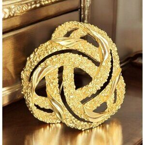 Crown Trifari Knot Brooch Pin Textured Infinity Brutalist Gold Tone 60s MCM 2"